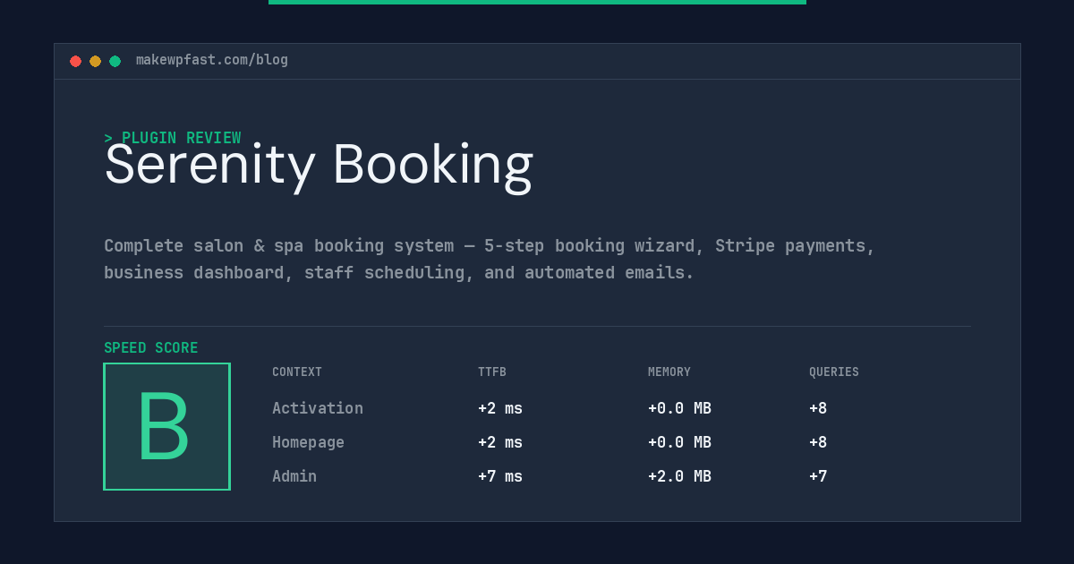 Serenity Booking - MakeWPFast