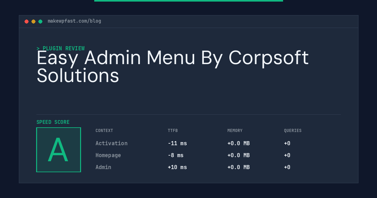 Easy Admin Menu By Corpsoft Solutions - MakeWPFast