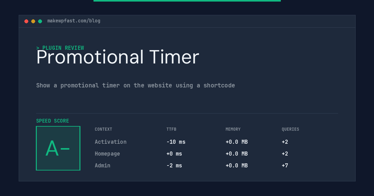 Promotional Timer - MakeWPFast