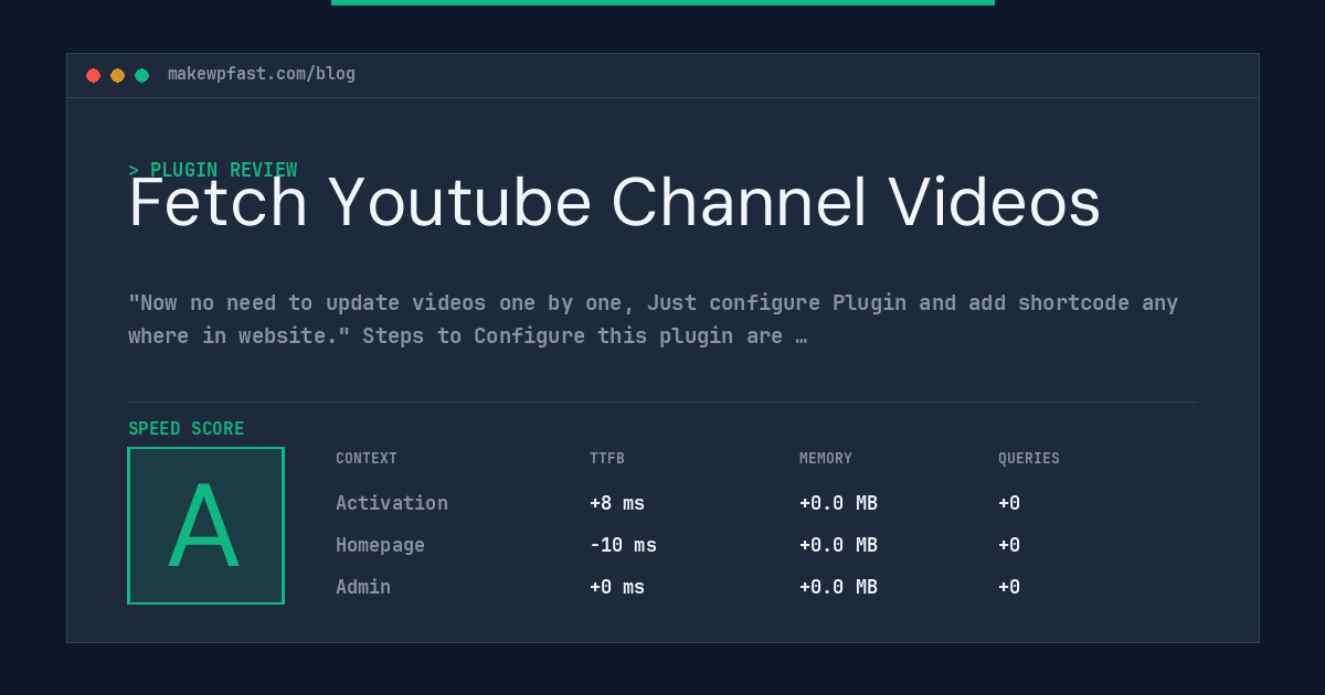 Fetch Youtube Channel Videos - MakeWPFast