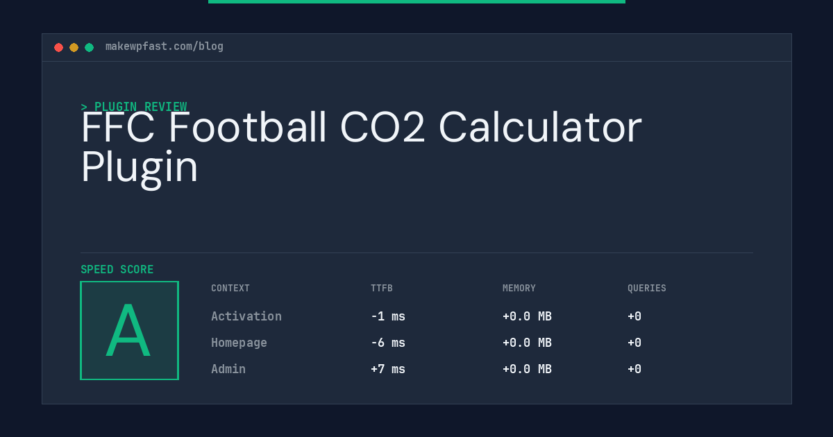 FFC Football CO2 Calculator Plugin - MakeWPFast