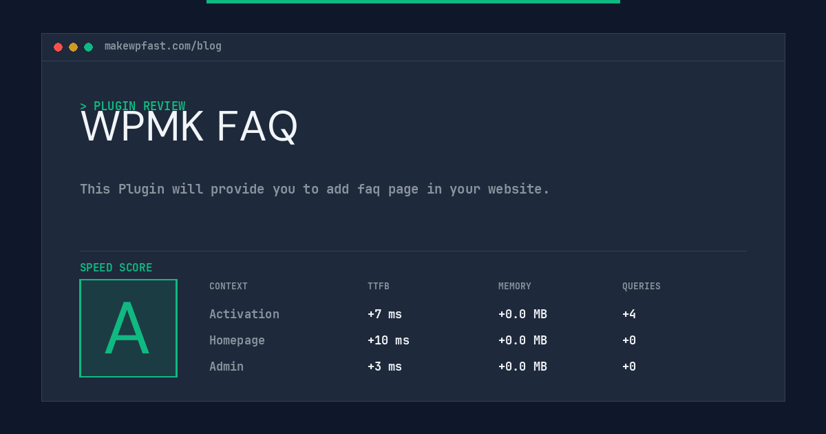 WPMK FAQ - MakeWPFast
