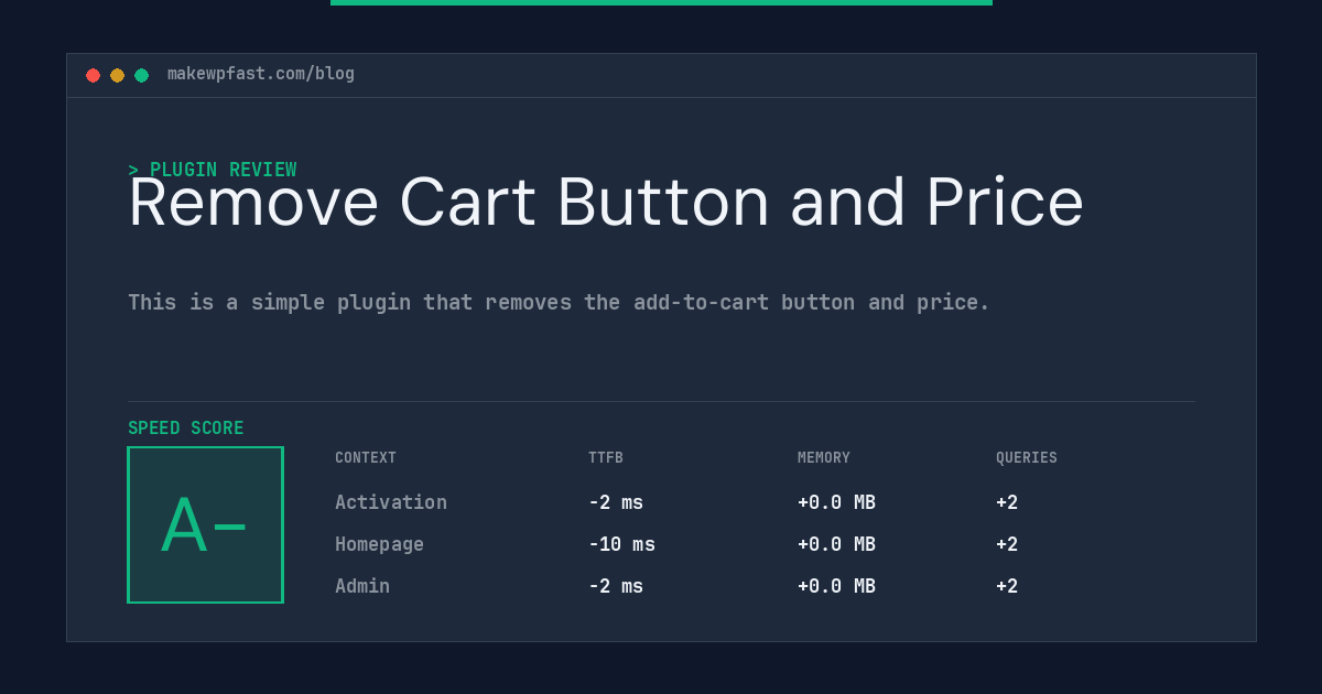 Remove Cart Button and Price - MakeWPFast