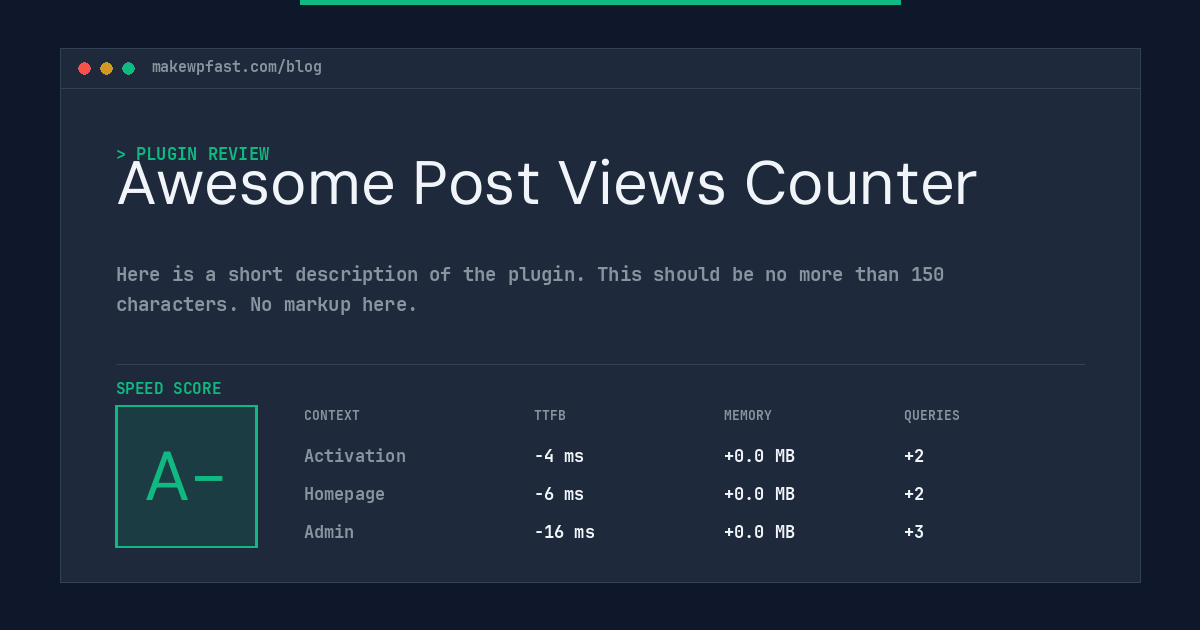 Awesome Post Views Counter - MakeWPFast