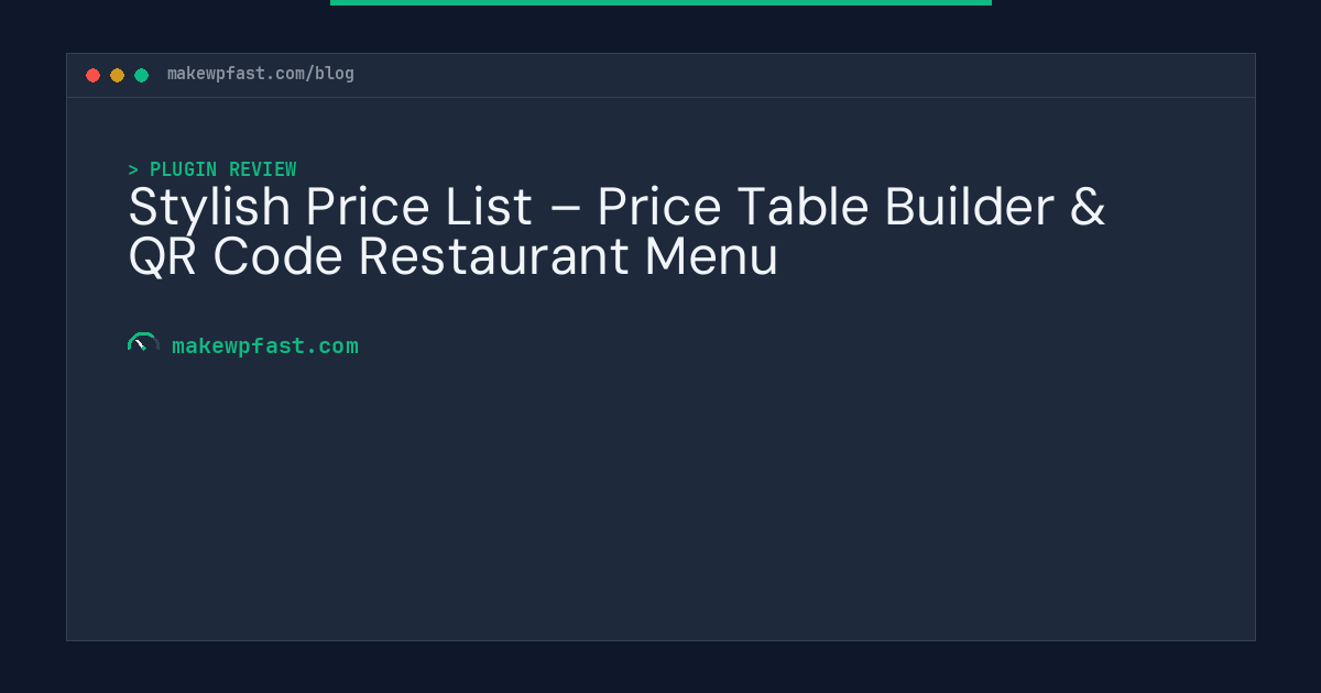Stylish Price List – Price Table Builder & QR Code Restaurant Menu - MakeWPFast