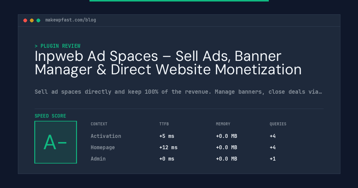 Inpweb Ad Spaces – Sell Ads, Banner Manager & Direct Website Monetization - MakeWPFast