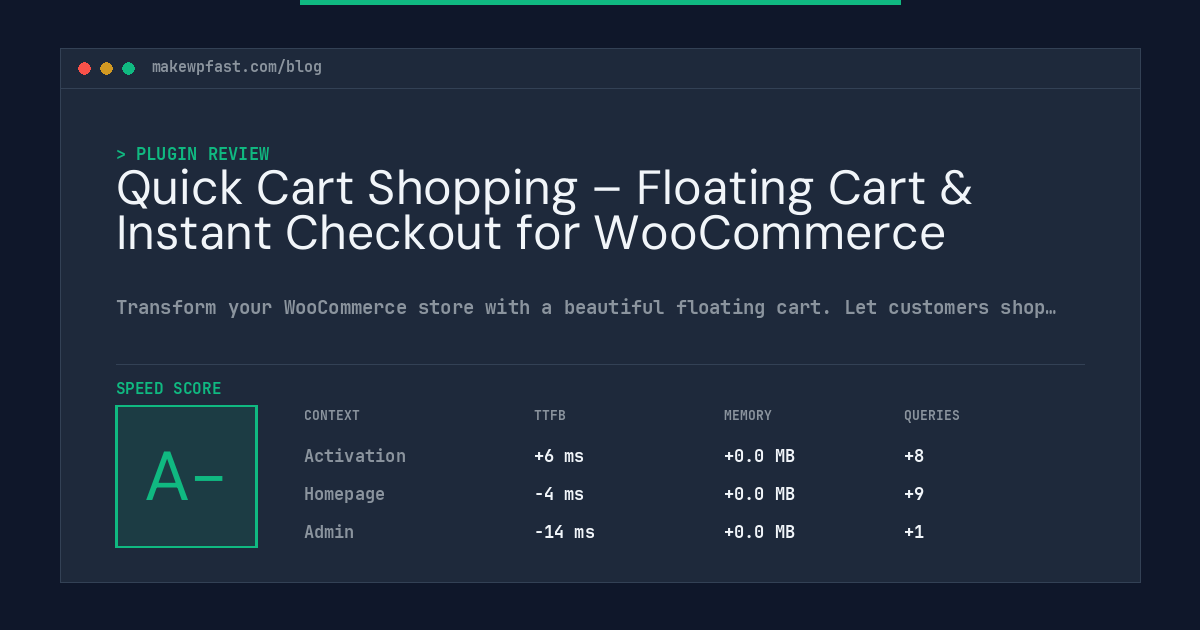 Quick Cart Shopping – Floating Cart & Instant Checkout for WooCommerce - MakeWPFast