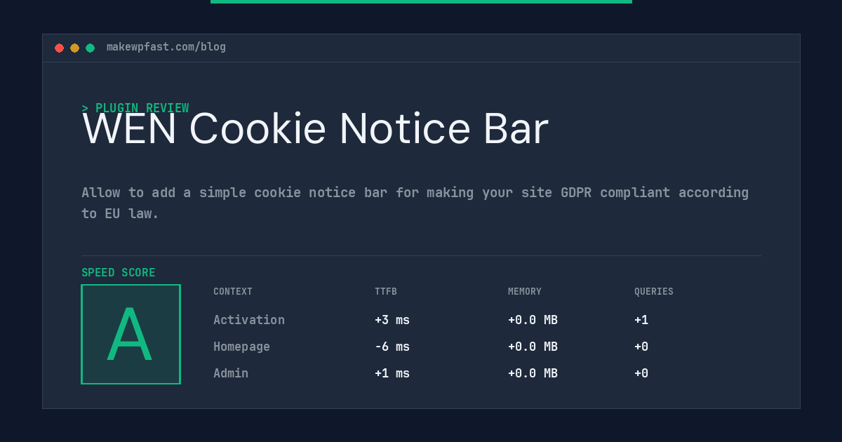 WEN Cookie Notice Bar - MakeWPFast