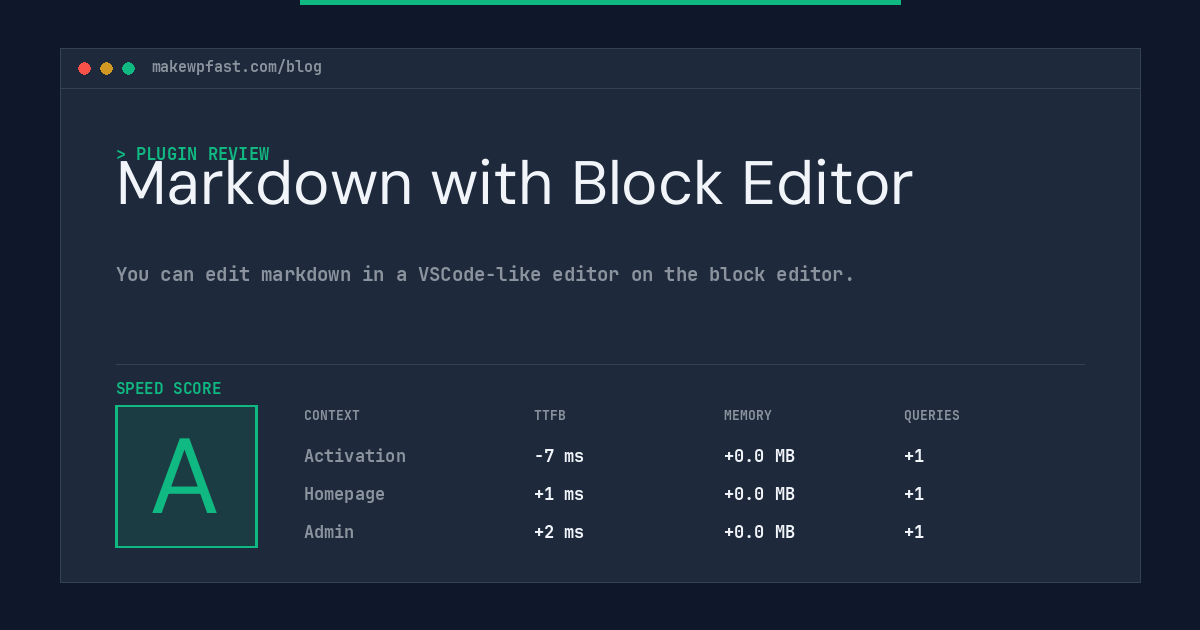 Markdown with Block Editor - MakeWPFast
