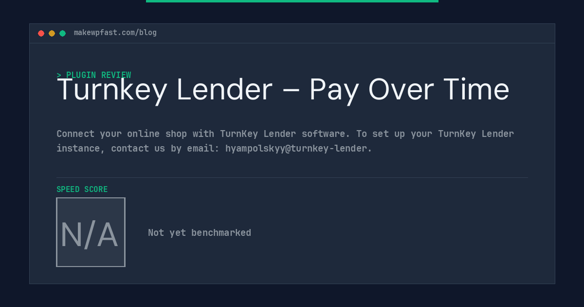 Turnkey Lender – Pay Over Time - MakeWPFast