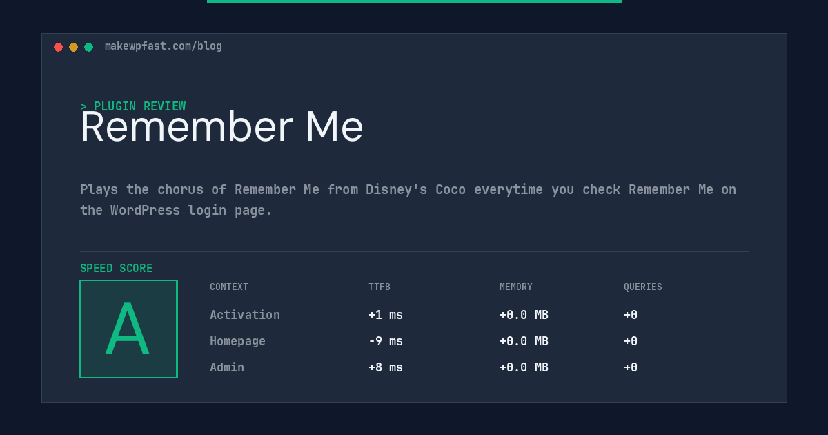 Remember Me - MakeWPFast