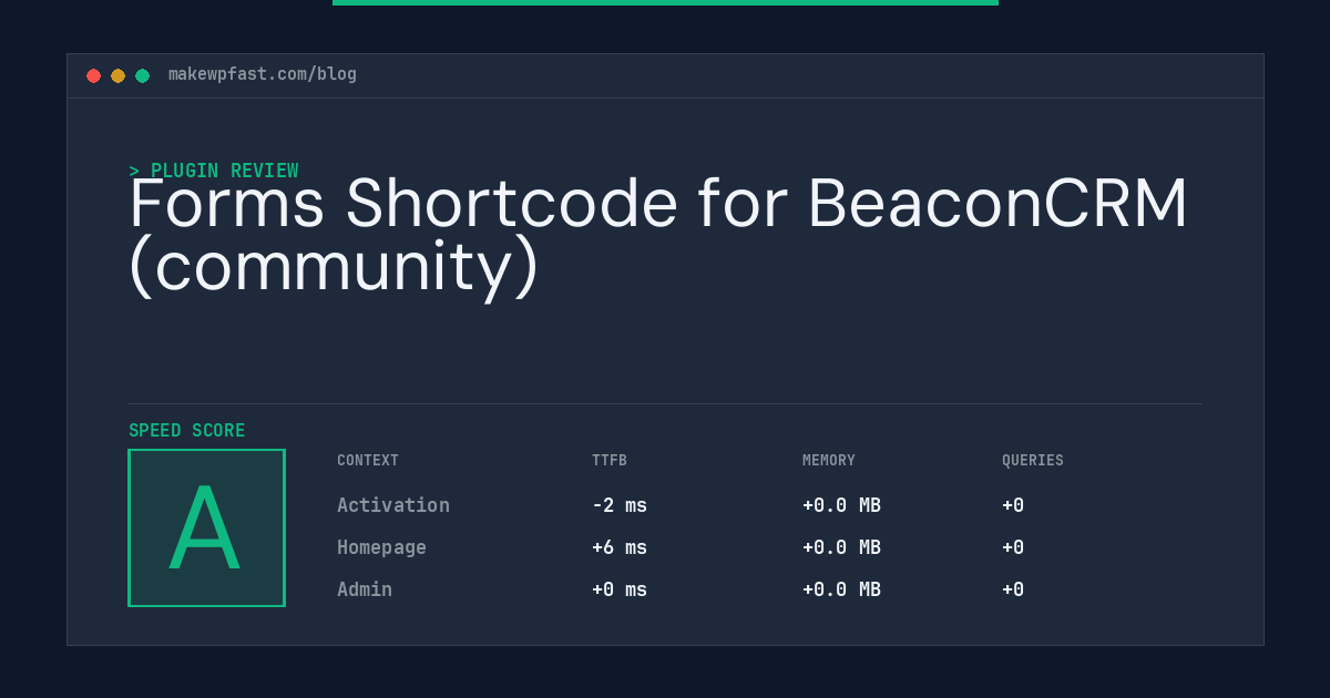 Forms Shortcode for BeaconCRM (community) - MakeWPFast