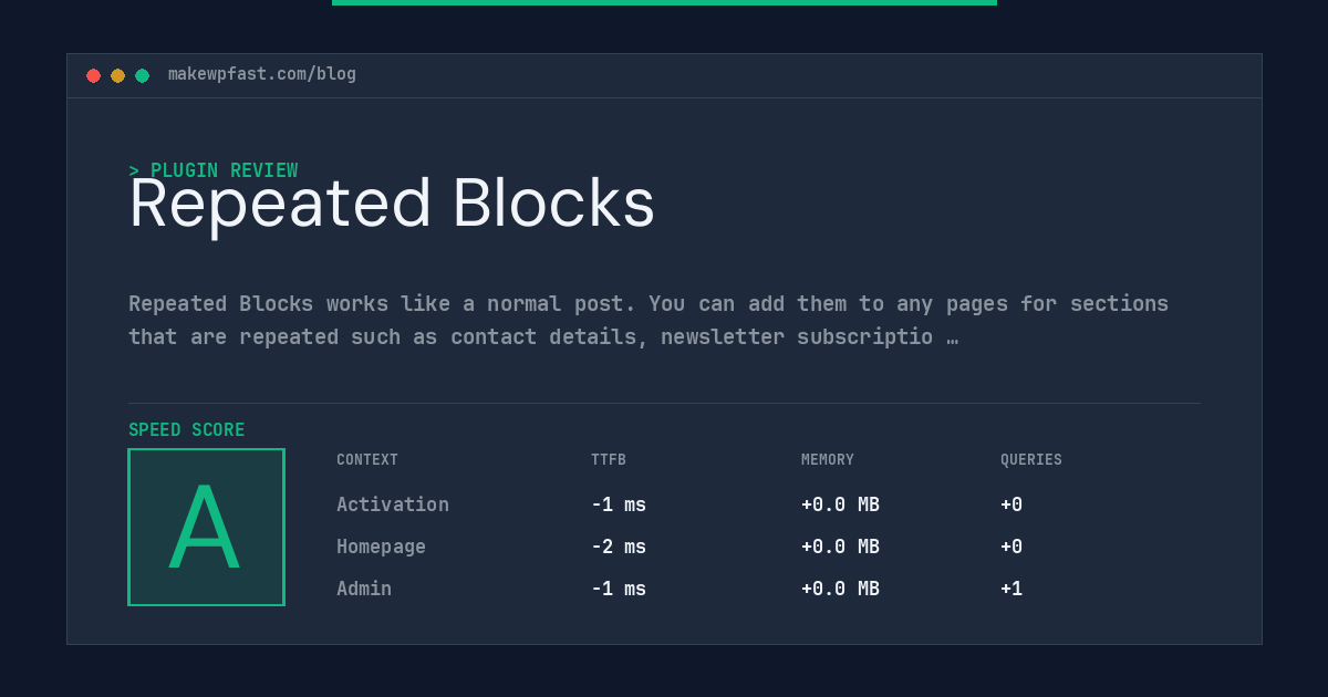 Repeated Blocks - MakeWPFast