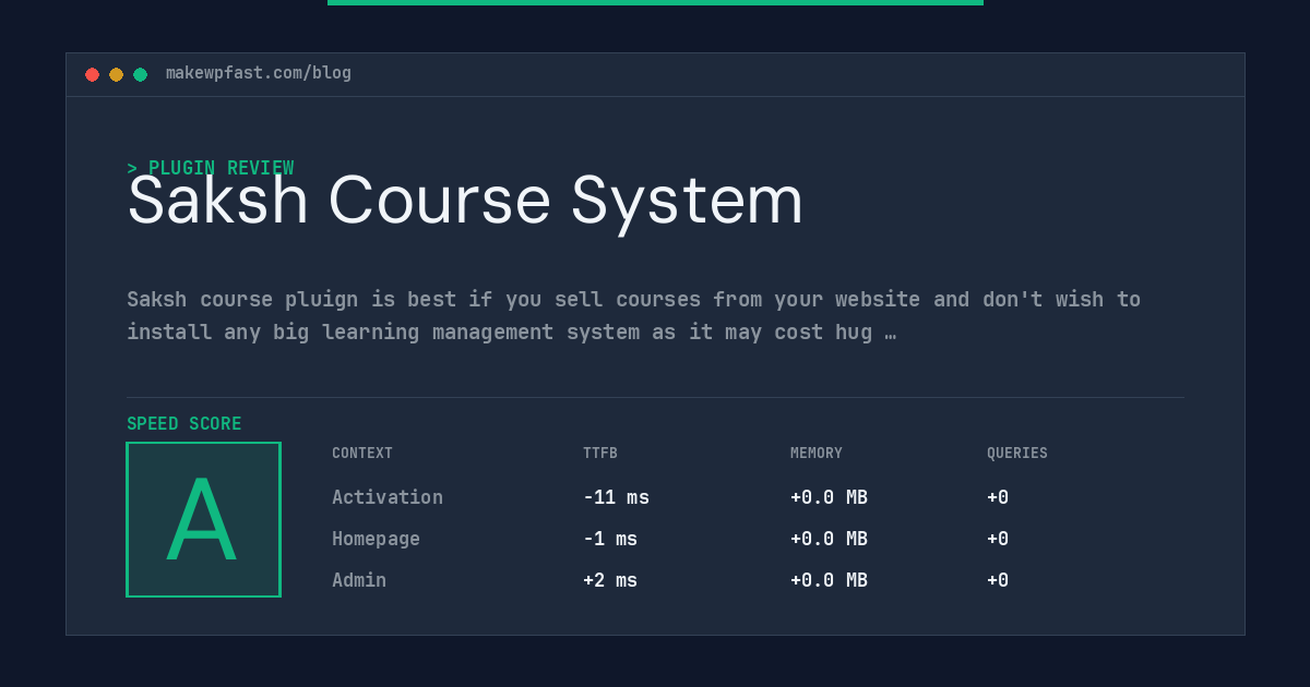 Saksh Course System - MakeWPFast