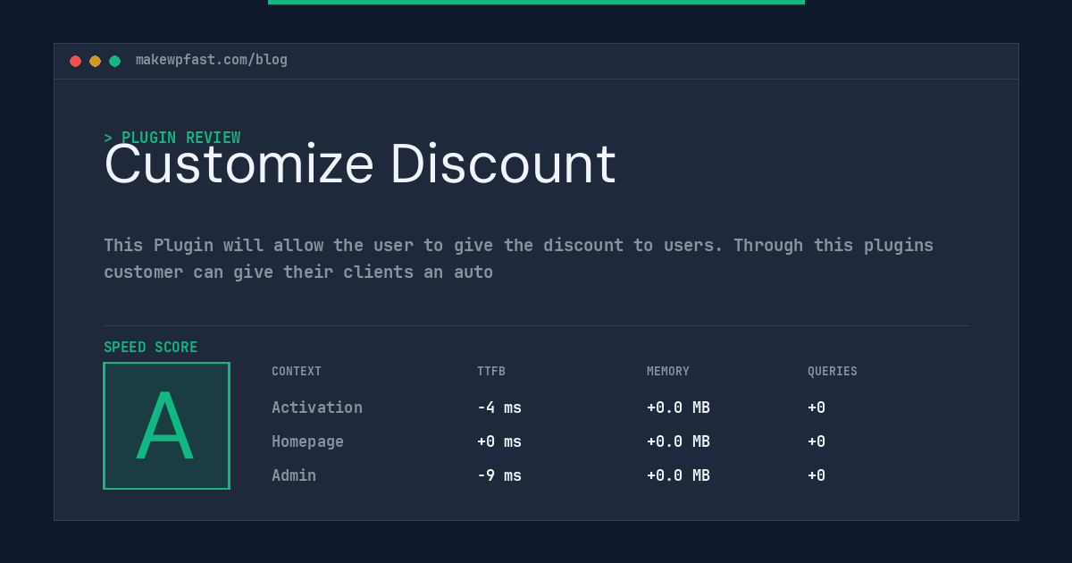 Customize Discount - MakeWPFast