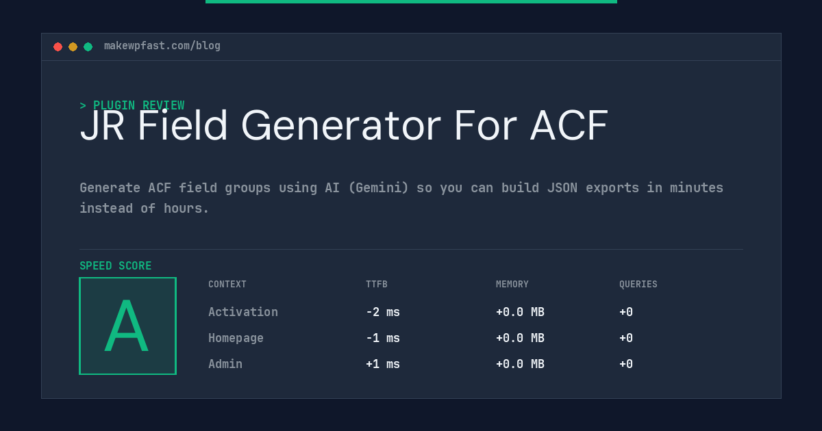 JR Field Generator For ACF - MakeWPFast