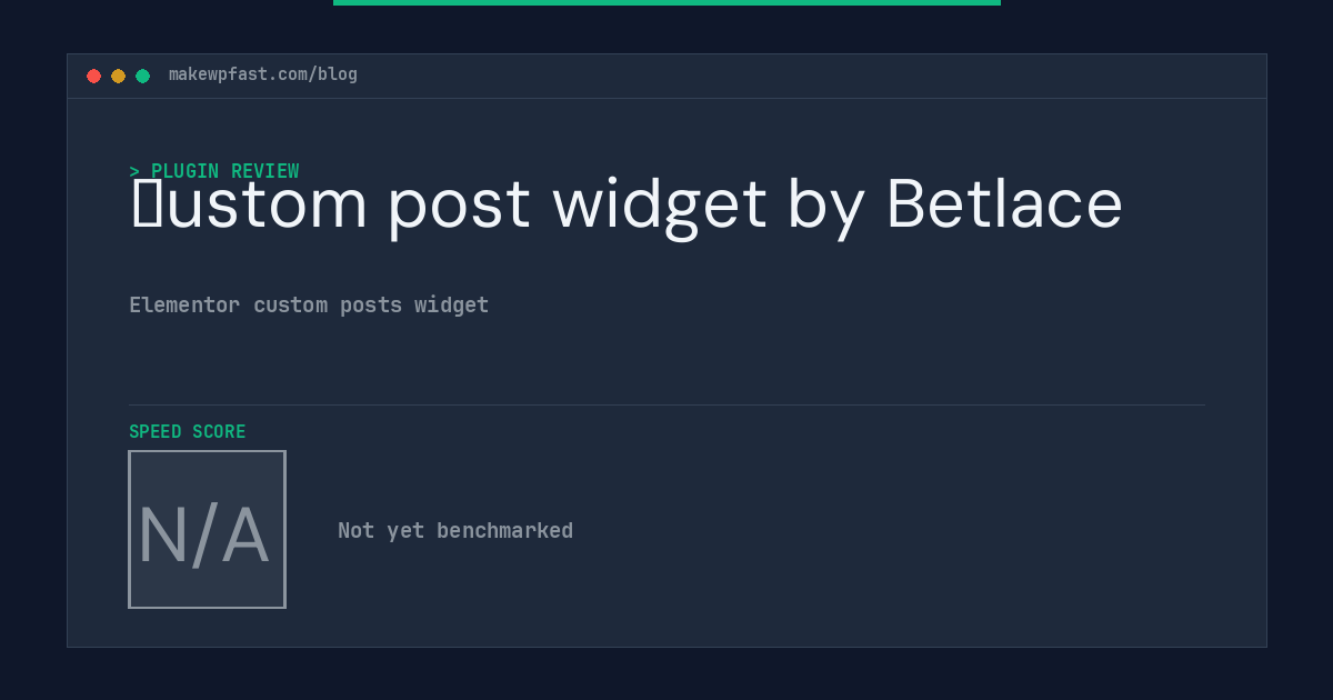 Сustom post widget by Betlace - MakeWPFast