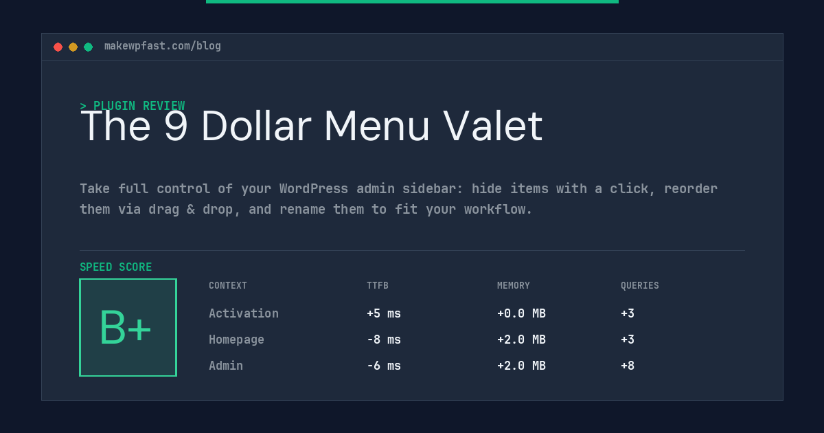 The 9 Dollar Menu Valet - MakeWPFast
