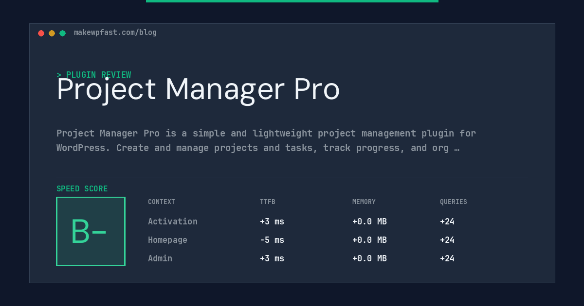 Project Manager Pro - MakeWPFast