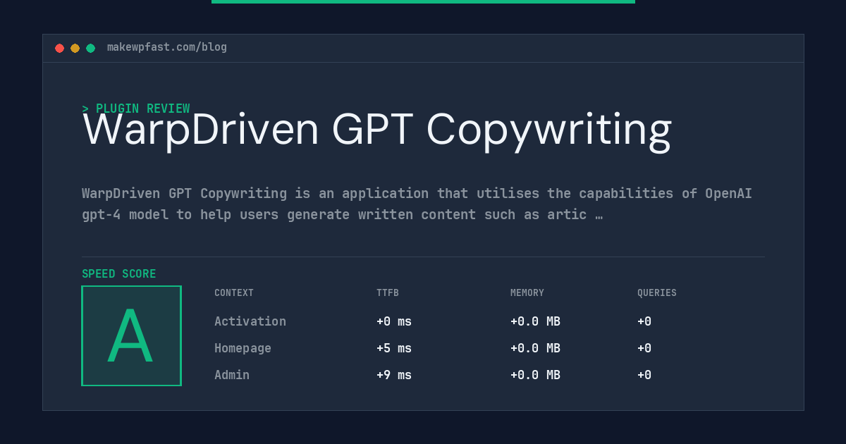 WarpDriven GPT Copywriting - MakeWPFast