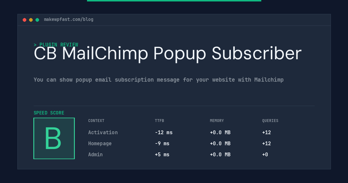 CB MailChimp Popup Subscriber - MakeWPFast