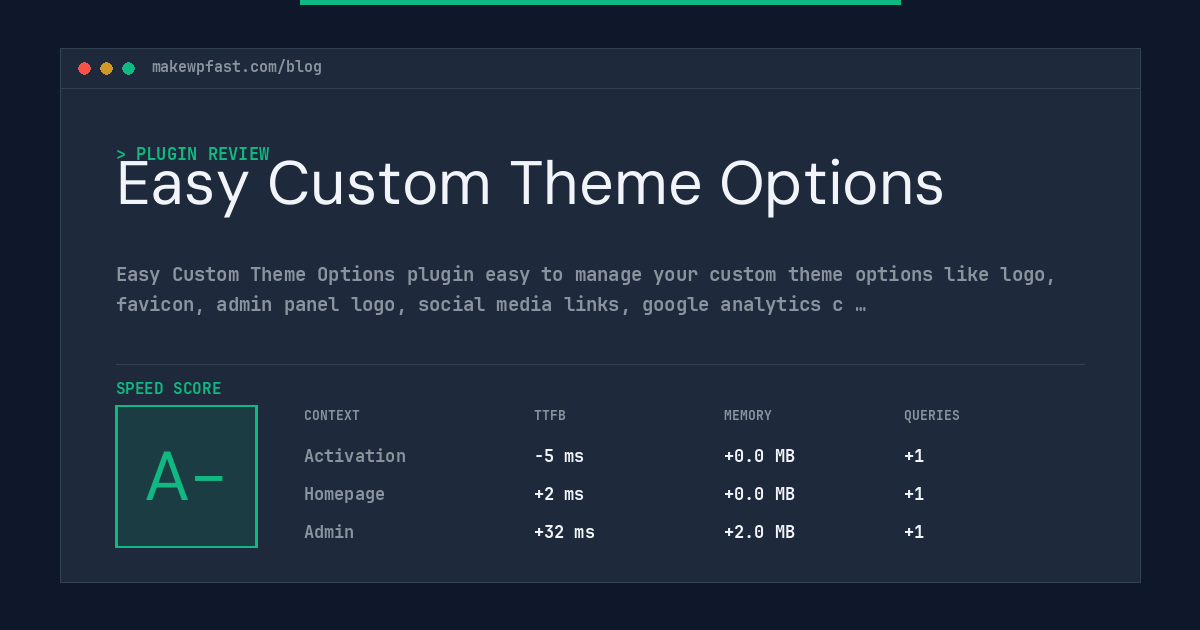 Easy Custom Theme Options - MakeWPFast