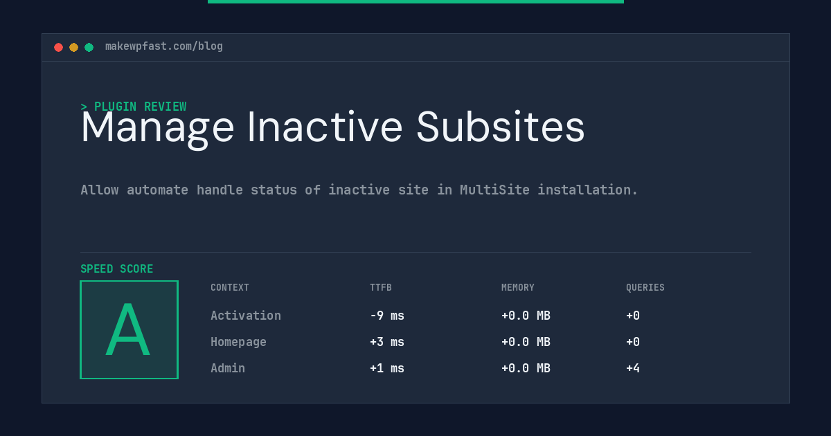 Manage Inactive Subsites - MakeWPFast