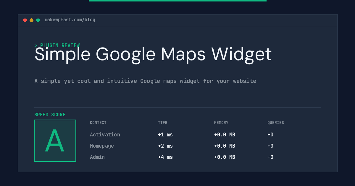 Simple Google Maps Widget - MakeWPFast
