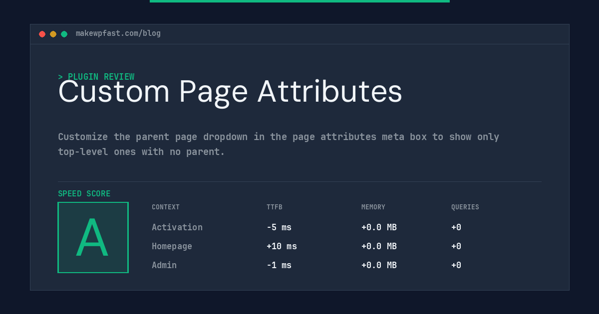 Custom Page Attributes - MakeWPFast