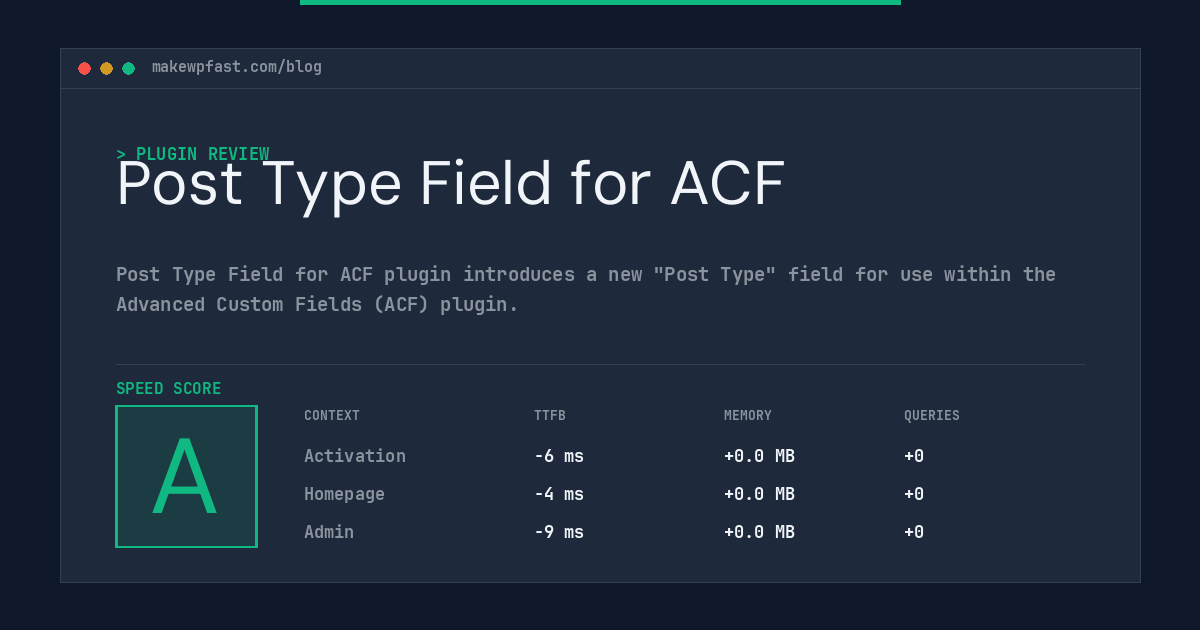 Post Type Field for ACF - MakeWPFast