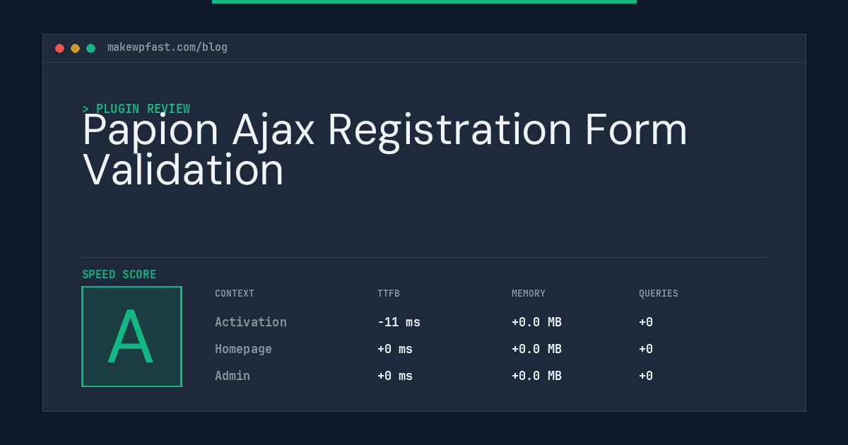 Papion Ajax Registration Form Validation - MakeWPFast