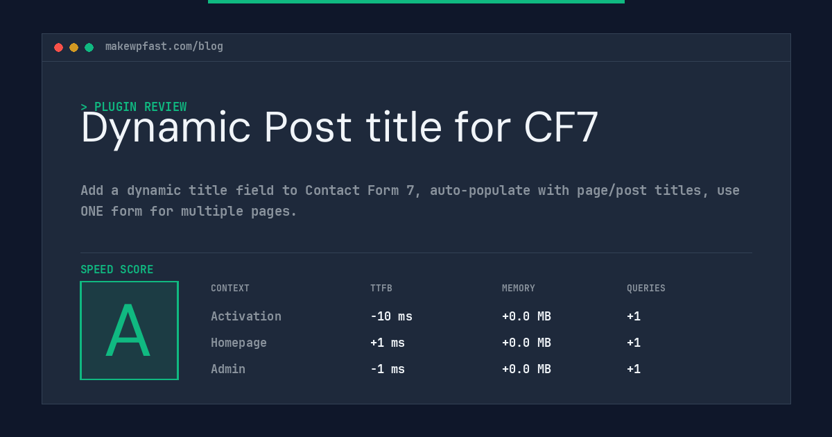 Dynamic Post title for CF7 - MakeWPFast