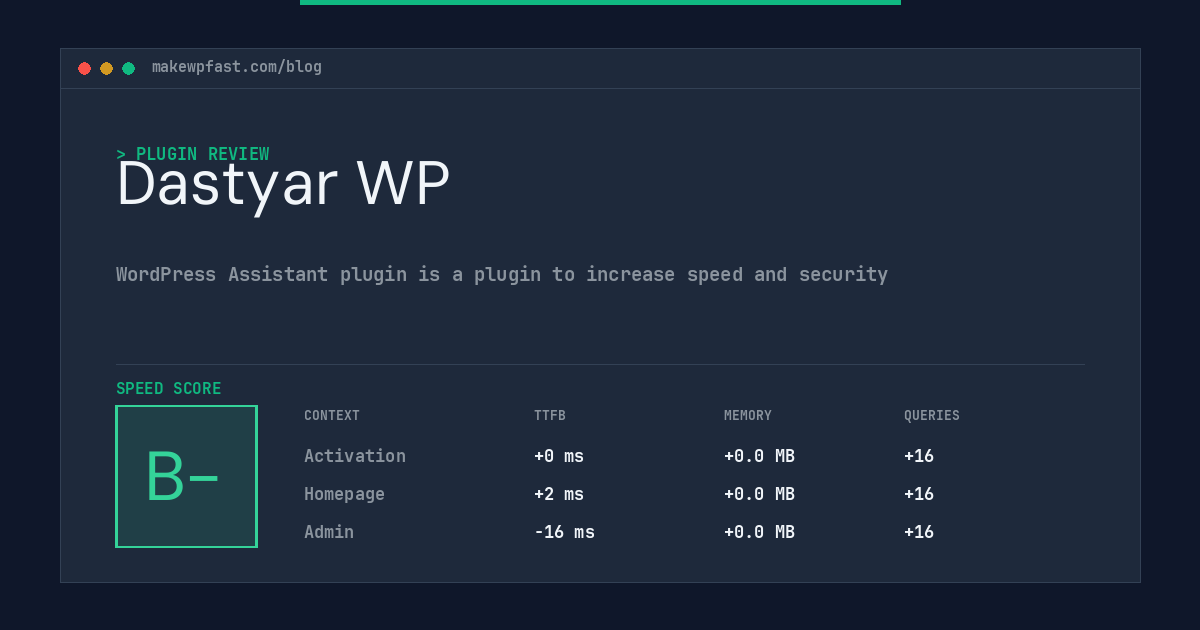 Dastyar WP - MakeWPFast