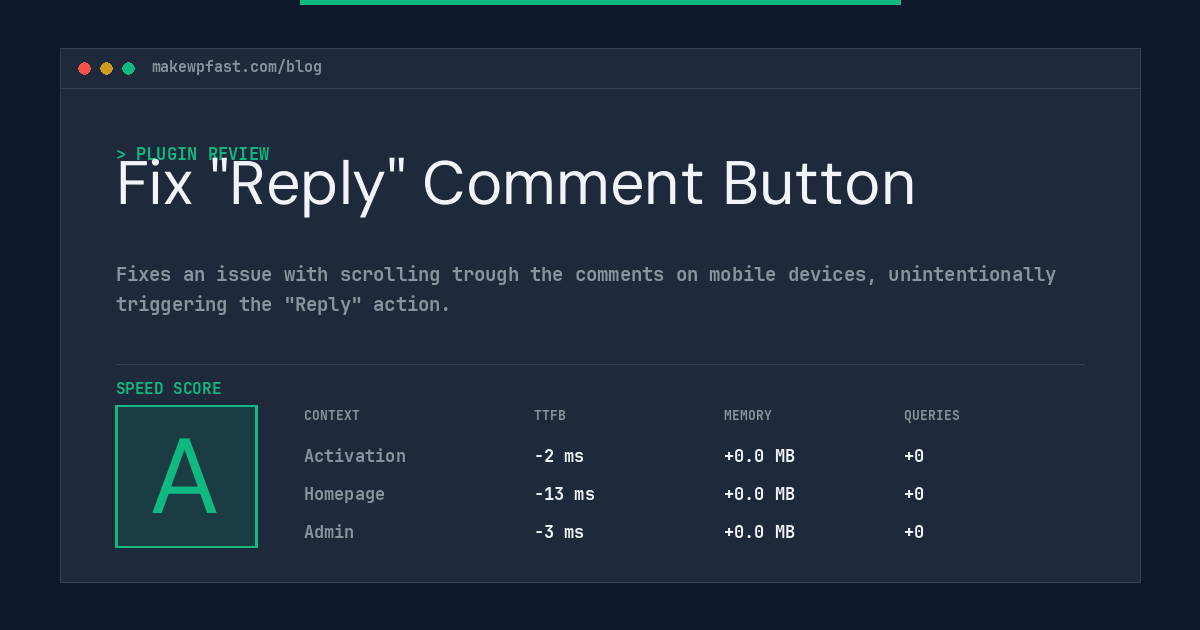 Fix "Reply" Comment Button - MakeWPFast