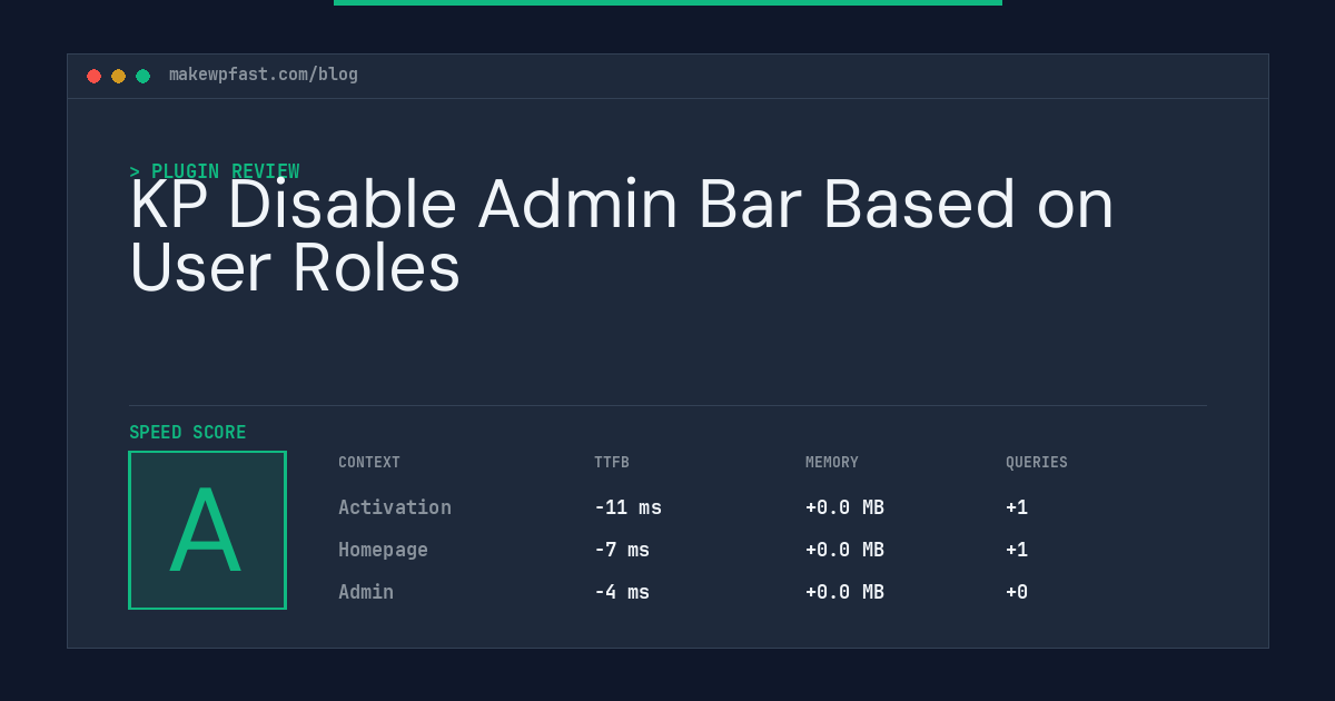 KP Disable Admin Bar Based on User Roles - MakeWPFast
