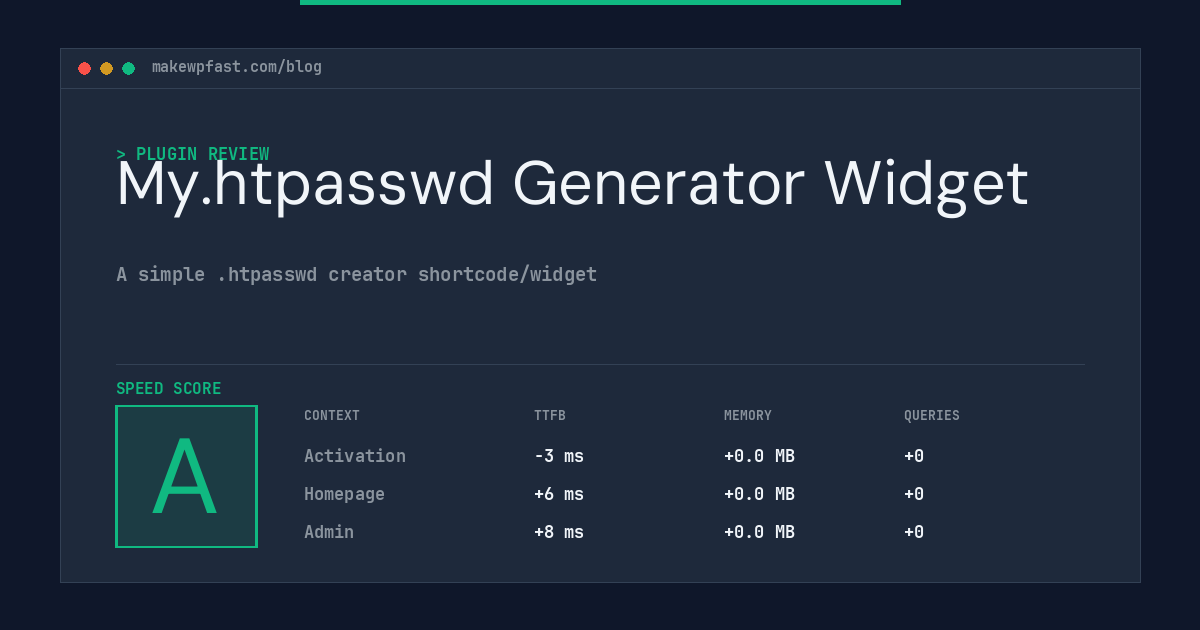 My.htpasswd Generator Widget - MakeWPFast