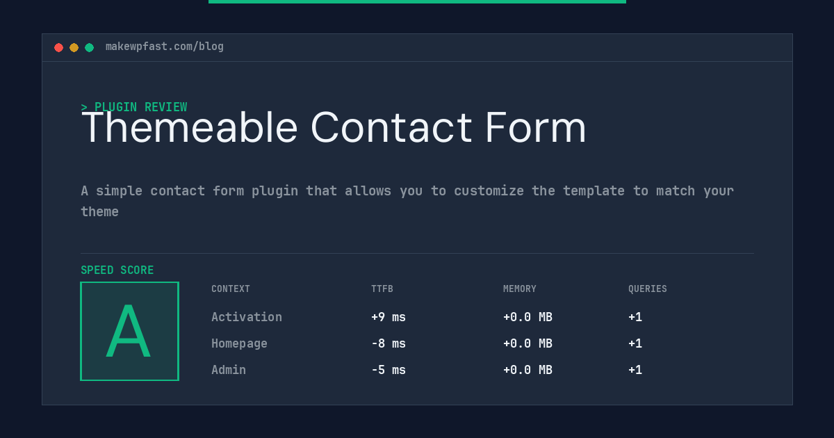 Themeable Contact Form - MakeWPFast