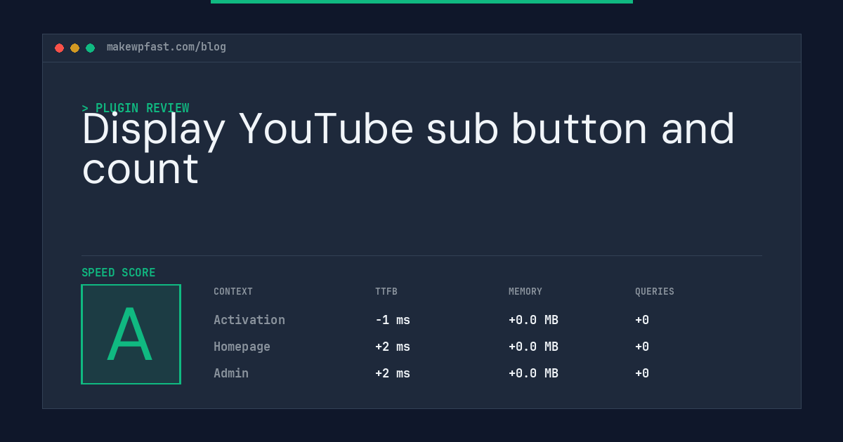 Display YouTube sub button and count - MakeWPFast