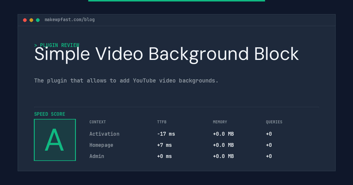Simple Video Background Block - MakeWPFast