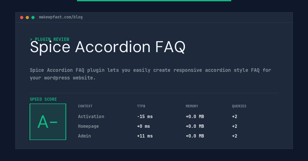 Spice Accordion FAQ - MakeWPFast