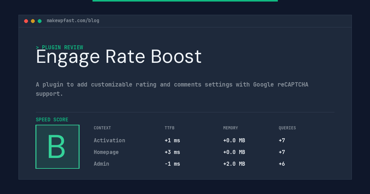 Engage Rate Boost - MakeWPFast