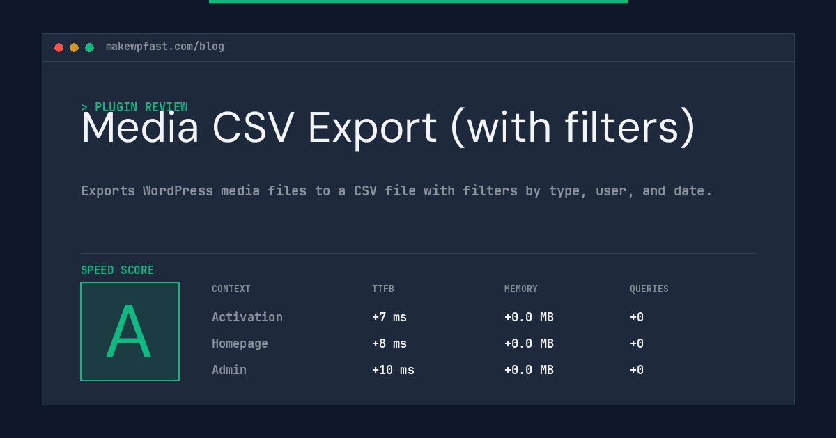 Media CSV Export (with filters) - MakeWPFast