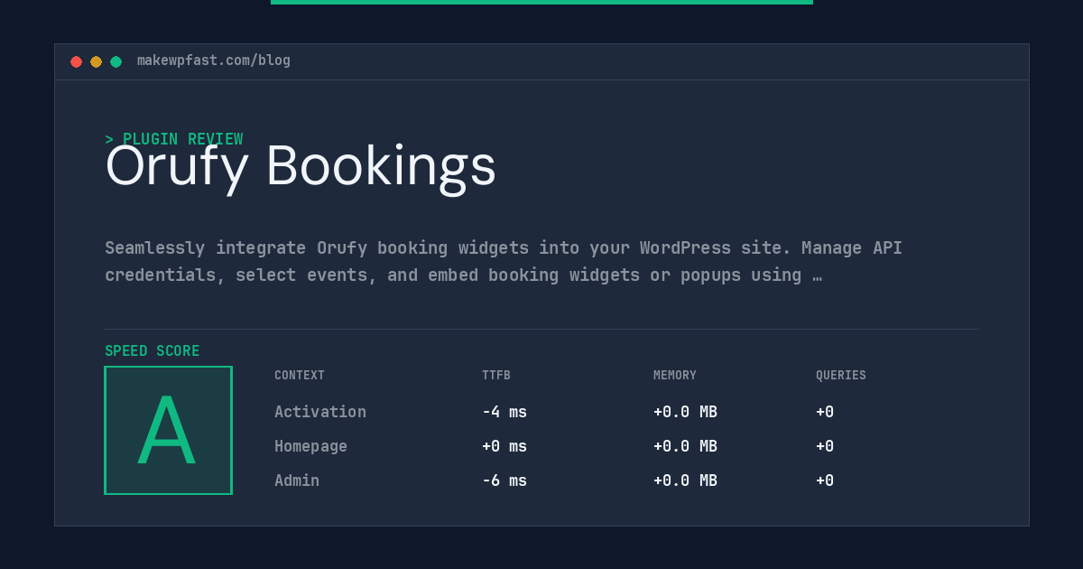 Orufy Bookings - MakeWPFast