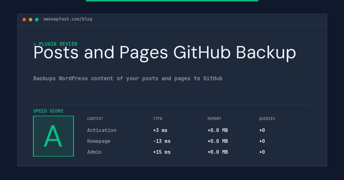 Posts and Pages GitHub Backup - MakeWPFast