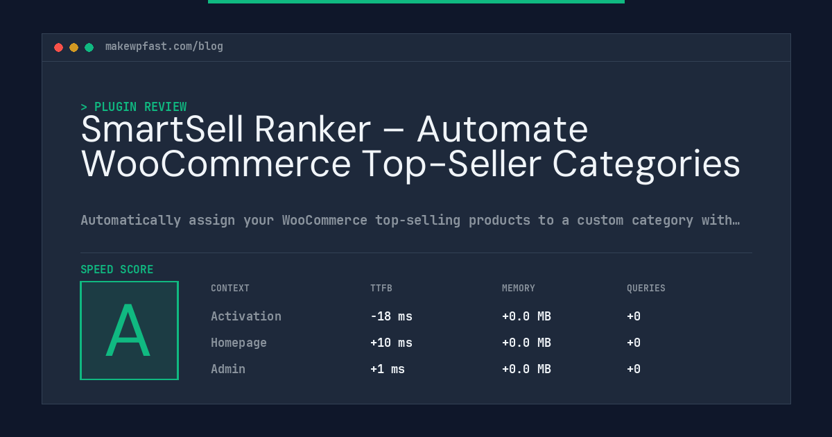 SmartSell Ranker – Automate WooCommerce Top-Seller Categories - MakeWPFast