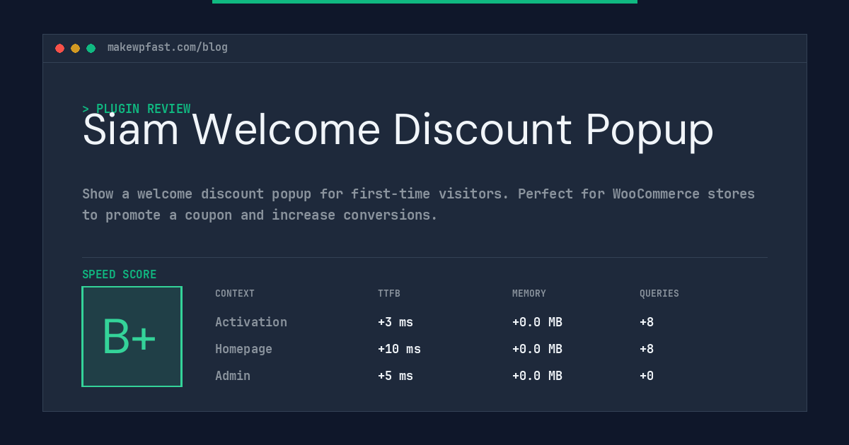Siam Welcome Discount Popup - MakeWPFast