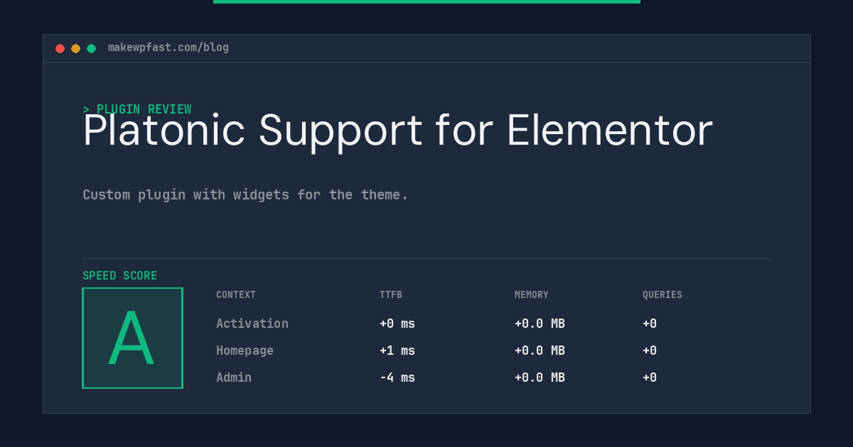 Platonic Support for Elementor - MakeWPFast