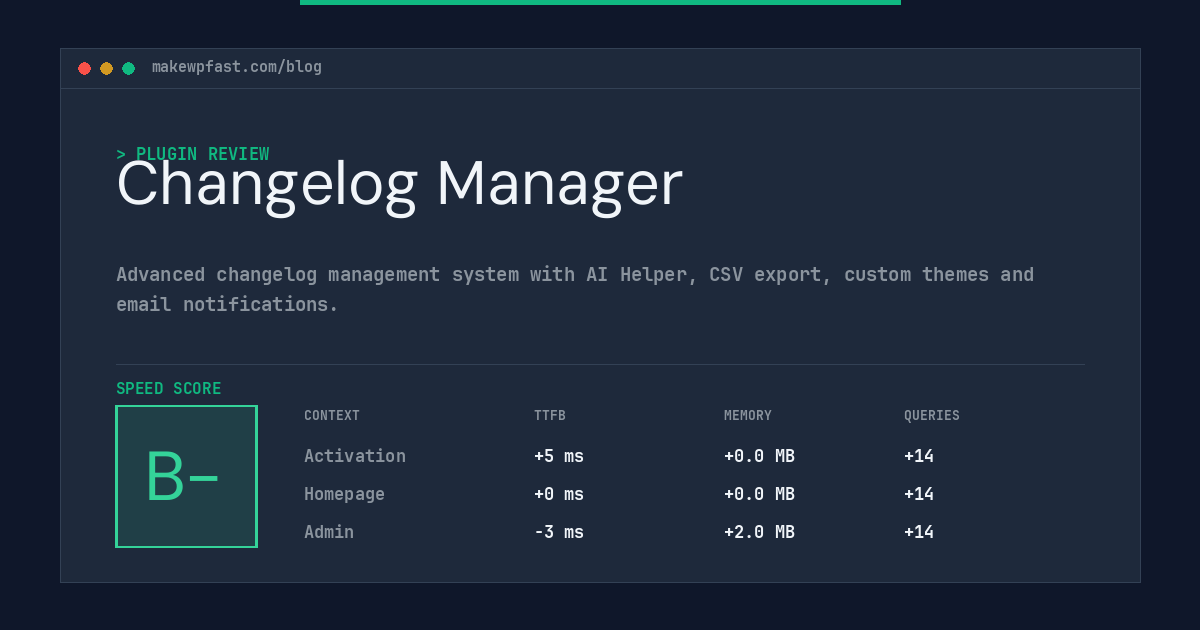 Changelog Manager - MakeWPFast
