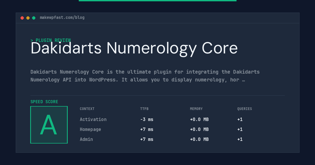 Dakidarts Numerology Core - MakeWPFast