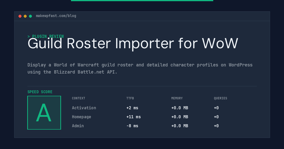 Guild Roster Importer for WoW - MakeWPFast